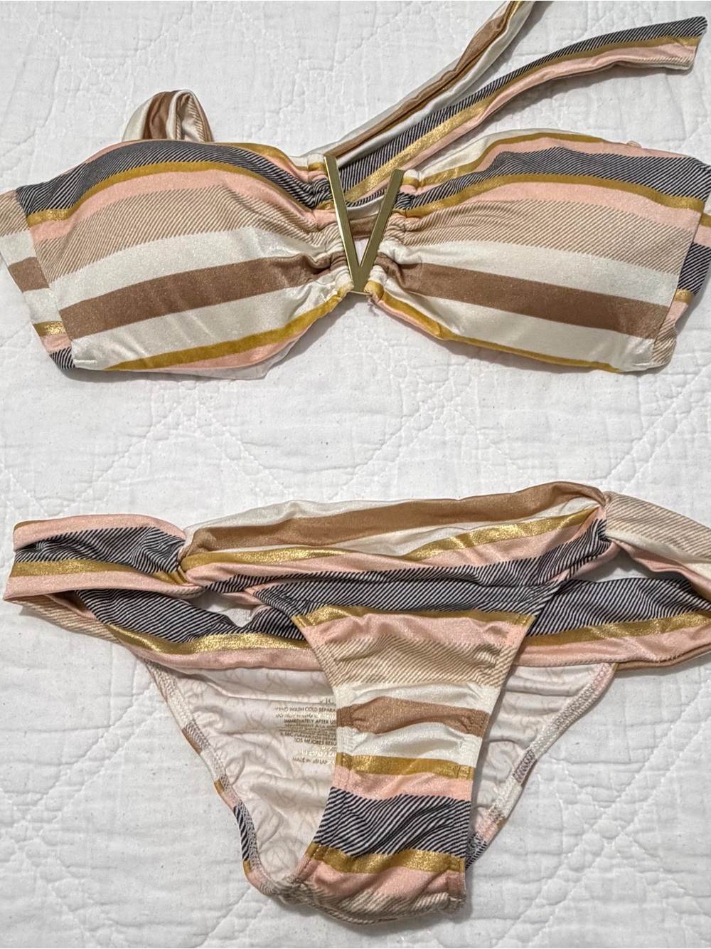 VS Striped XS Bikini Set in Pink, Gold & Brown